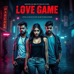 A cinematic action crime sci-fi thriller film poster titled 'Love Game'