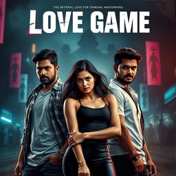 A cinematic action crime sci-fi thriller film poster titled 'Love Game'