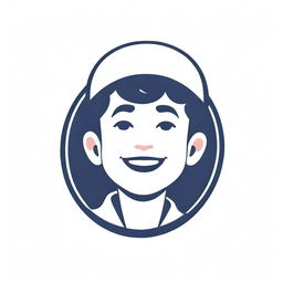 Logo of a rissole snack business with a cheerful boy wearing a white baseball cap, holding a half-eaten tempting rissole, his face reflecting the joy of the taste. The business name, written in an accessible and friendly font, is strategically placed around him.