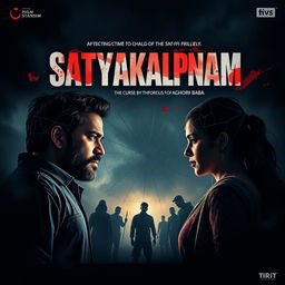 A dramatic and gripping film poster for 'SATYAKALPNAM', an intense action crime sci-fi thriller