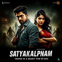 A dramatic and intense film poster for a sci-fi thriller titled 'Satyakalpnam'