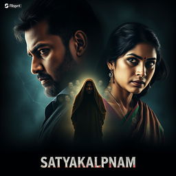 A cinematic movie poster for a thrilling action-crime sci-fi film titled 'Satyakalpnam'