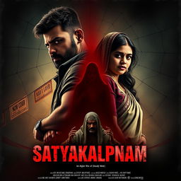 A cinematic movie poster for a thrilling action-crime sci-fi film titled 'Satyakalpnam'