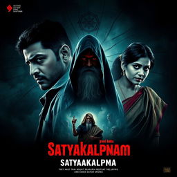 A cinematic movie poster for a thrilling action-crime sci-fi film titled 'Satyakalpnam'