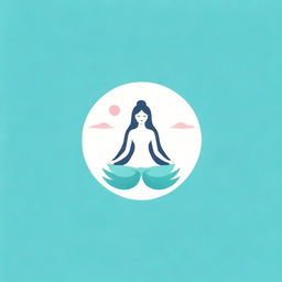 Logo for a meditation teaching channel, featuring calm, soothing colors, a minimalist design with elements such as a lotus flower or a meditating figure, and soft, flowing typography for the channel name.