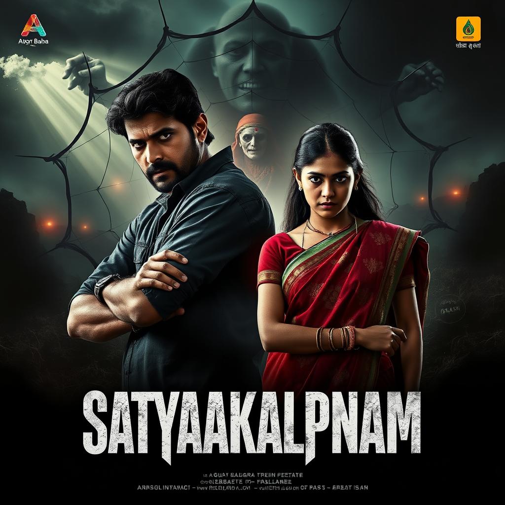 A cinematic action crime sci-fi thriller film poster titled 'Satyakalpnam'