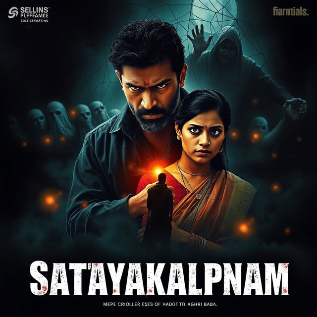 A cinematic action crime sci-fi thriller film poster titled 'Satyakalpnam'