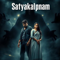 A cinematic action crime sci-fi thriller film poster titled 'Satyakalpnam'