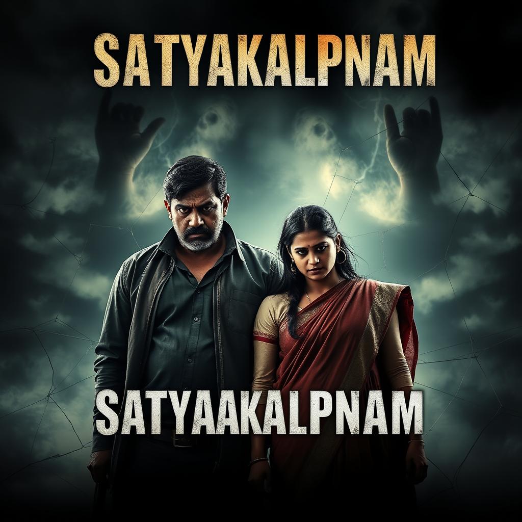 A gripping cinematic action crime sci-fi thriller film poster titled 'Satyakalpnam'