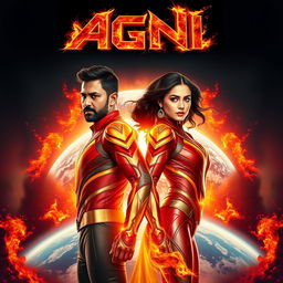 A stunning cinematic sci-fi action film poster titled 'Agni'