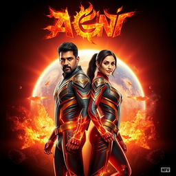 A stunning cinematic sci-fi action film poster titled 'Agni'