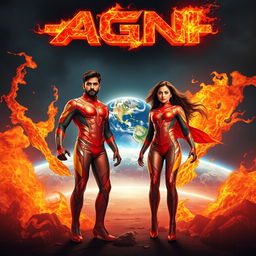 A captivating cinematic sci-fi action film poster titled 'Agni'