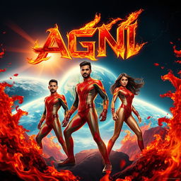 A captivating cinematic sci-fi action film poster titled 'Agni'