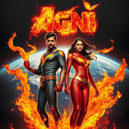 A captivating cinematic sci-fi action film poster titled 'Agni'