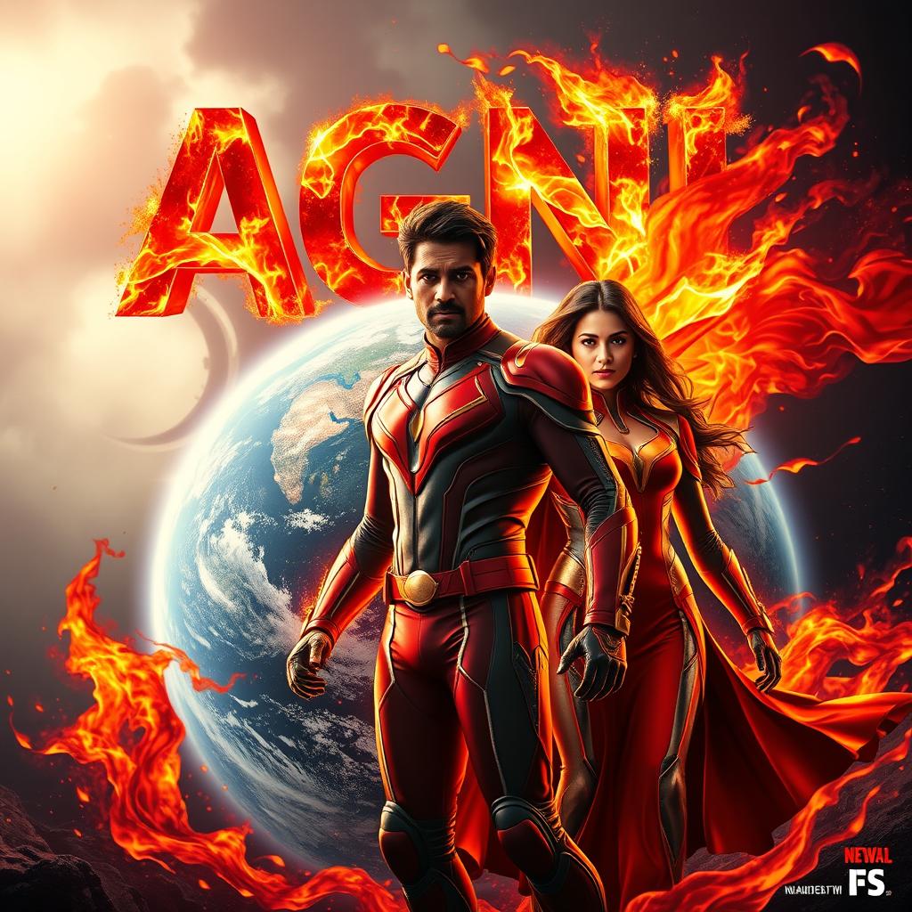 A captivating cinematic sci-fi action film poster titled 'Agni'