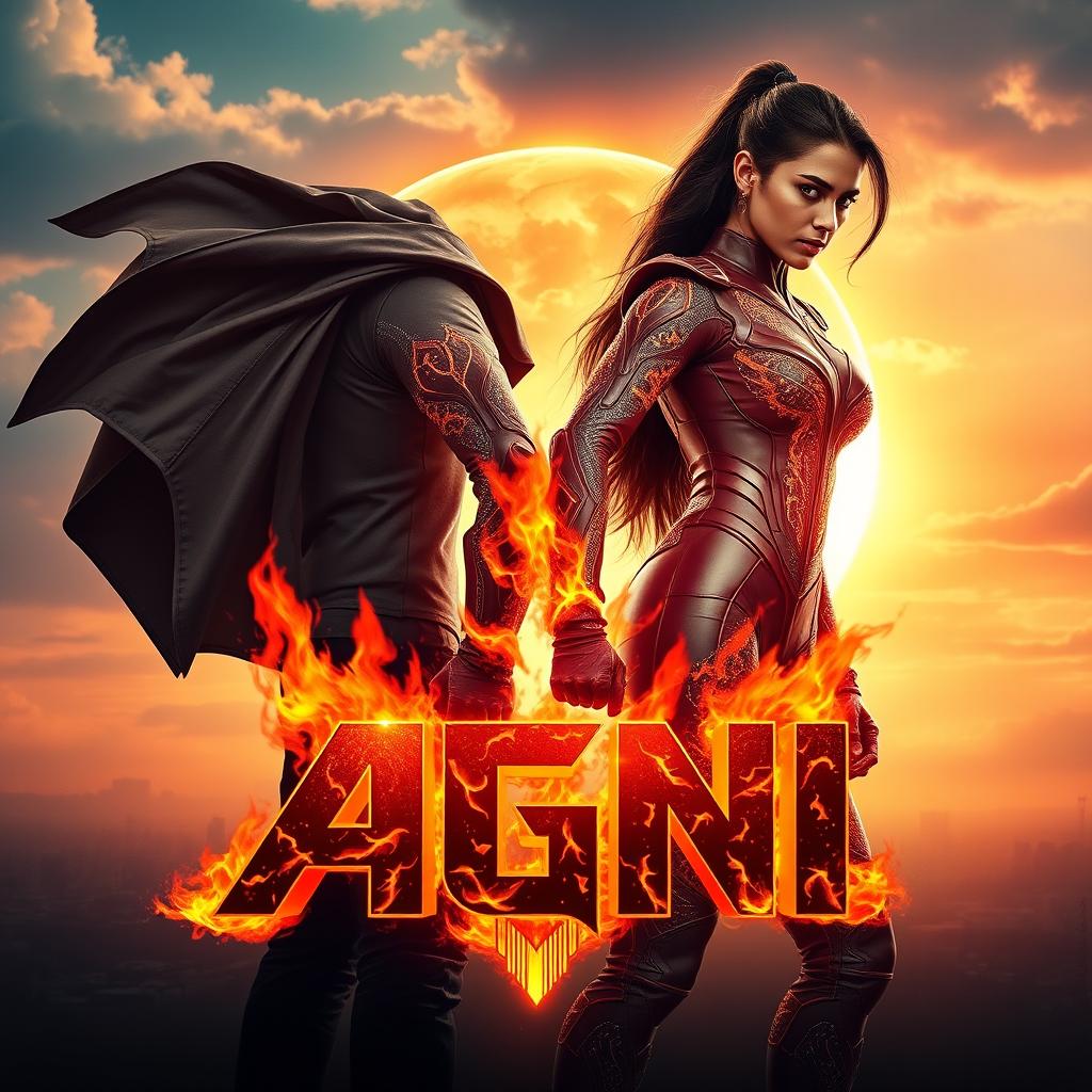 An exhilarating cinematic sci-fi action film poster titled 'Agni'