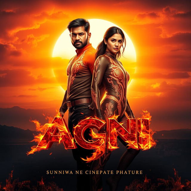 An exhilarating cinematic sci-fi action film poster titled 'Agni'