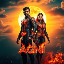 An exhilarating cinematic sci-fi action film poster titled 'Agni'