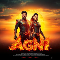 An exhilarating cinematic sci-fi action film poster titled 'Agni'