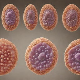 Visual progression from a single cell evolving into a mature human being, showing intricate stages of growth and development.