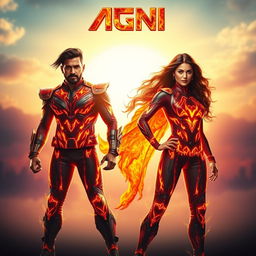 A striking cinematic sci-fi action film poster titled 'Agni'