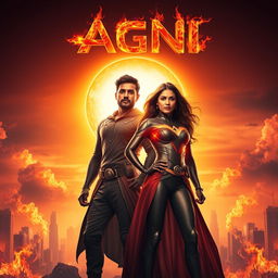 A captivating cinematic sci-fi action film poster titled 'Agni'