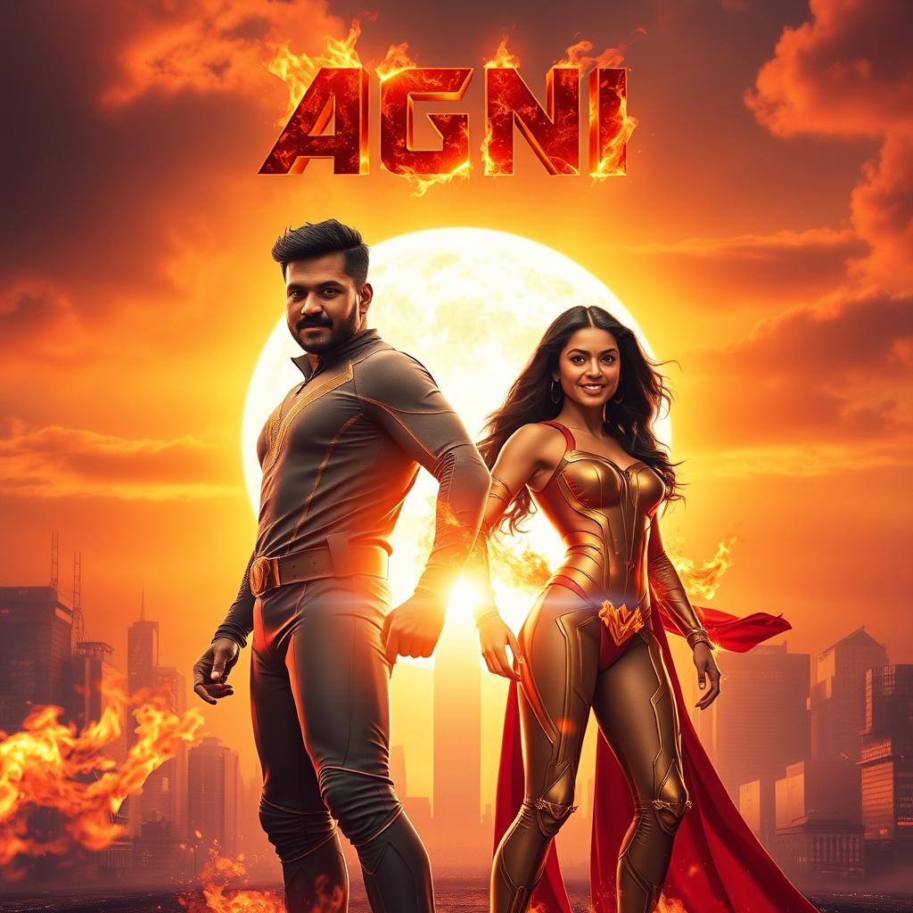 A captivating cinematic sci-fi action film poster titled 'Agni'