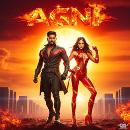 A captivating cinematic sci-fi action film poster titled 'Agni'