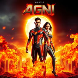 A visually stunning cinematic sci-fi action film poster titled 'Agni'