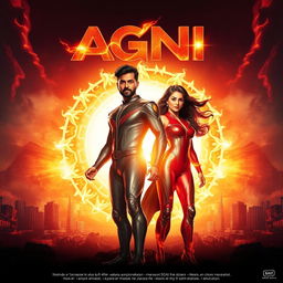 A visually stunning cinematic sci-fi action film poster titled 'Agni'