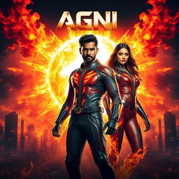 A visually stunning cinematic sci-fi action film poster titled 'Agni'