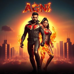 A dynamic and captivating cinematic sci-fi action film poster titled 'Agni'