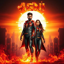 A dynamic and captivating cinematic sci-fi action film poster titled 'Agni'