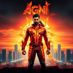 A dynamic and captivating cinematic sci-fi action film poster titled 'Agni'