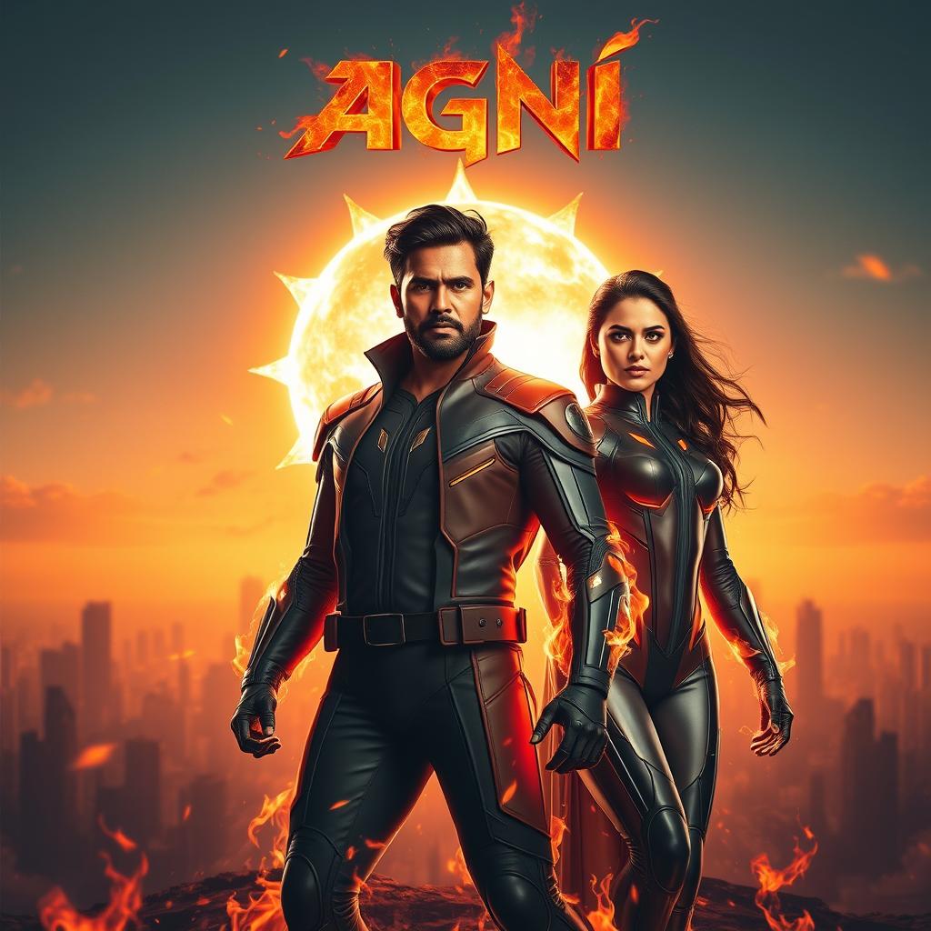 An electrifying cinematic sci-fi action film poster titled 'Agni'