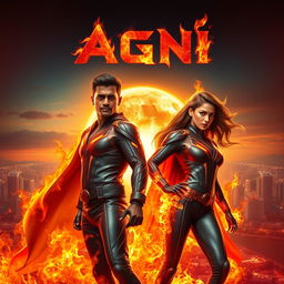 An electrifying cinematic sci-fi action film poster titled 'Agni'