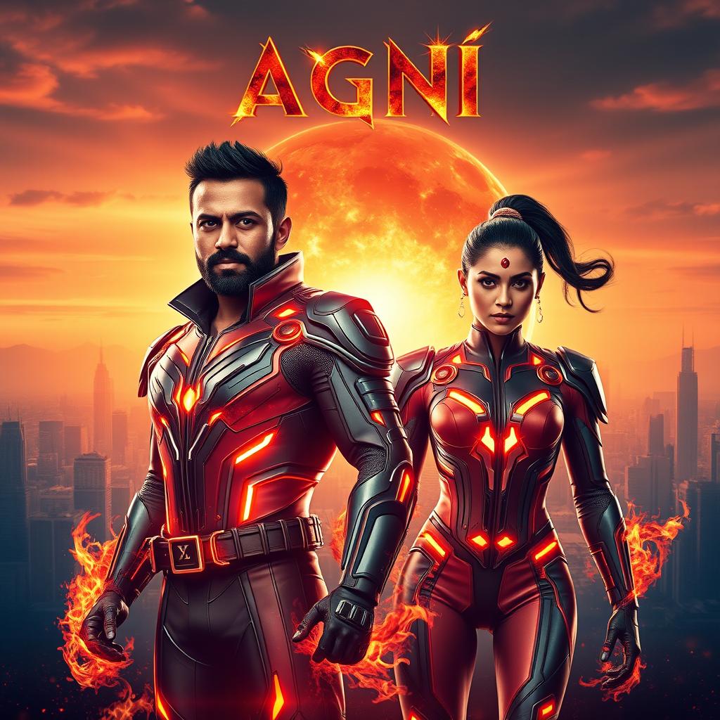 An electrifying cinematic sci-fi action film poster titled 'Agni'