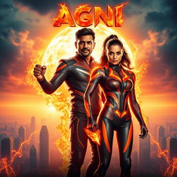 An electrifying cinematic sci-fi action film poster titled 'Agni'