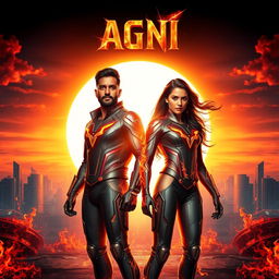 A breathtaking cinematic sci-fi action film poster titled 'Agni'