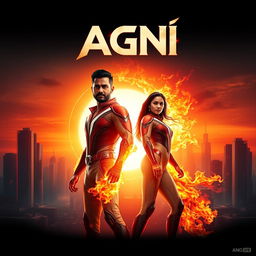 A breathtaking cinematic sci-fi action film poster titled 'Agni'