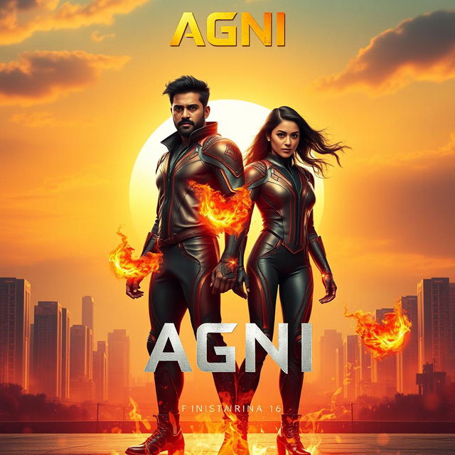 An exhilarating cinematic sci-fi action film poster titled 'Agni'