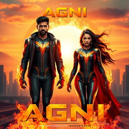 An exhilarating cinematic sci-fi action film poster titled 'Agni'