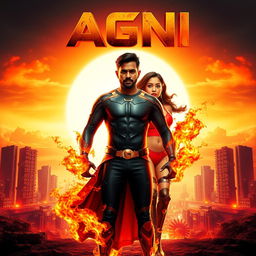 An exhilarating cinematic sci-fi action film poster titled 'Agni'