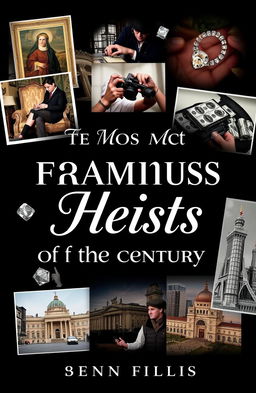 A stylish collage featuring images related to the ten most infamous heists of the century