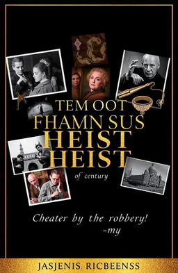 A stylish collage featuring images related to the ten most infamous heists of the century