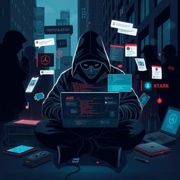 A captivating illustration that combines the themes of social engineering and hacking