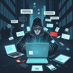 A captivating illustration that combines the themes of social engineering and hacking