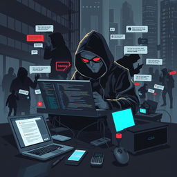 A captivating illustration that combines the themes of social engineering and hacking