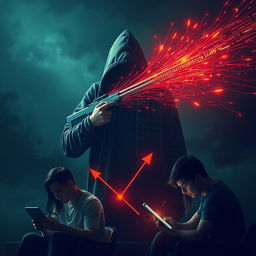 A striking visual representation of social engineering depicted as a deadly weapon for hacking