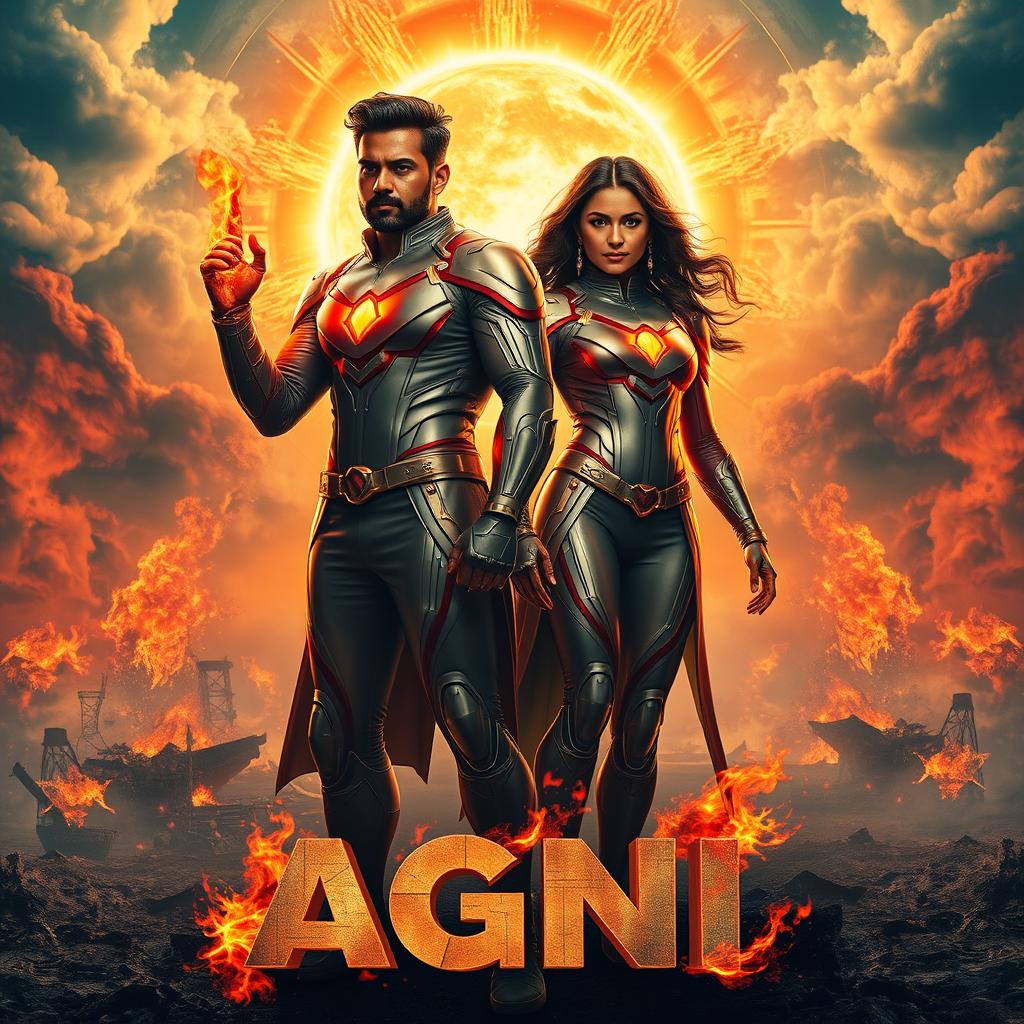 A cinematic sci-fi action film poster titled 'AGNI'